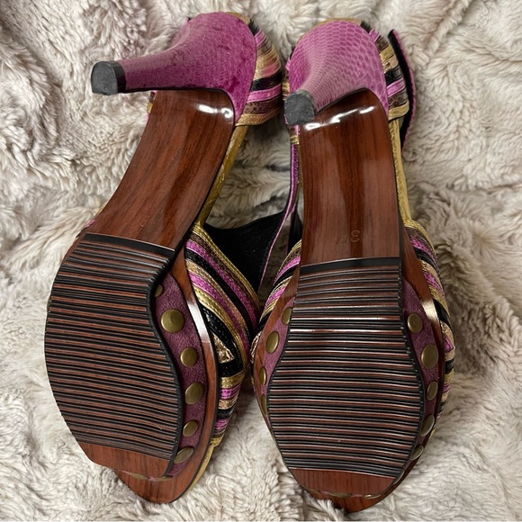 Gold Pink Tango High Heels | Strappy Metallic Open Toe Party Shoes for Dancing - Picture 6 of 6